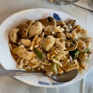 a plate of chinese food