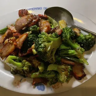 BBQ pork with broccoli