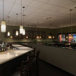 a view of the dining area