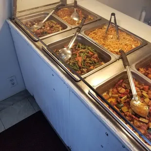 combo plate line, very affordable starting at $5.99-$7.99 depending on how many entrees you pick comes with rice and chow mein if you want.