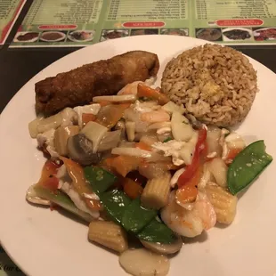 Phoenix and Dragon with fried rice and egg roll