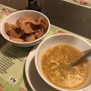 Egg drop and won ton crisps