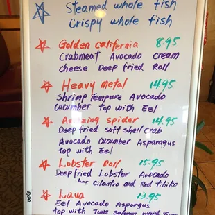 Sushi specials