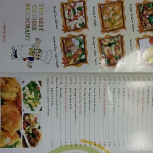 the menu of the restaurant