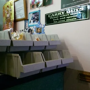 a display of food items in a restaurant