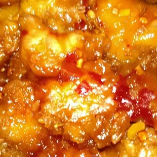 Generals tsos chicken up close.