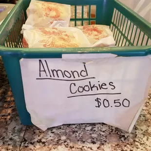 a basket of almond cookies