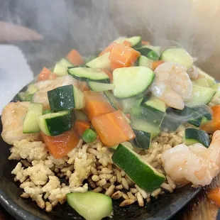 Sizzling Rice Prawns Platter