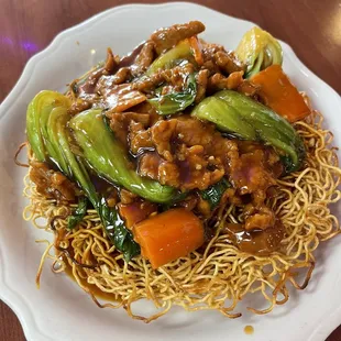 Beef with HK style pan fried noodle
