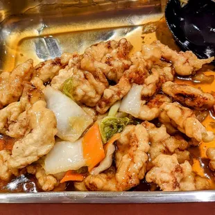 Sweet and sour pork (metal container is mine)