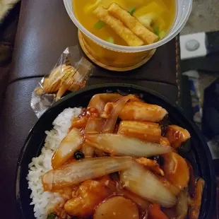 Black bean chicken and won ton soup