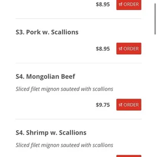 Clearly says Mongolian beef with scallions on their website but they said they have never served it with scallions.