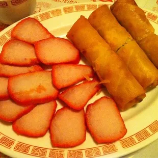 BBQ pork and eggrolls