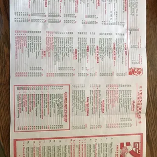 the menu for peking house