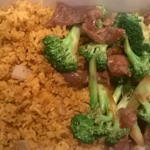 Broccoli Beef and fried rice