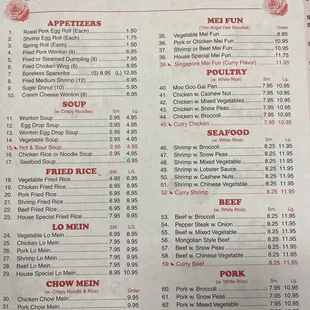 the menu for the american dish