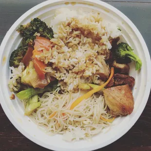 this is one of my take out left over bowls I threw together for lunch. I was able to make 5 of these bowls &amp; two bowls of soup