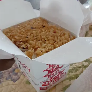 Pork Fried Rice container. Full to the brim.