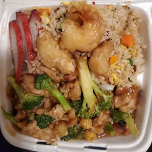 Dinner for one with beef w/oyster sauce