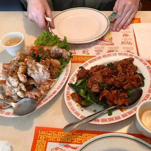 Salt Pepper Pork Chop and beef and broccoli
