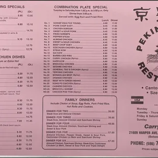 new updated menu 2023