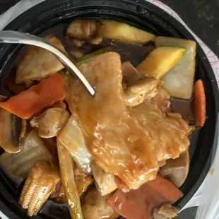 a bowl of food on a table