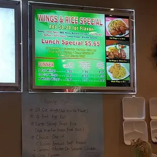 Wings and rice prices