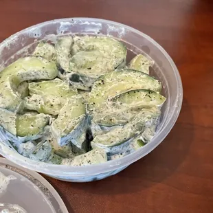 Creamy Cucumber Chopped cucumbers tossed in a sour cream dill dressing Caraway