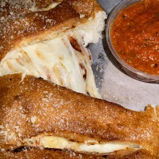 Inside cheese calzone