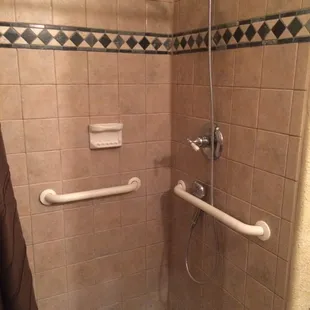 Roomy ADA-compliant shower at the Pelham House Casita
