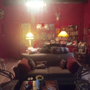 One of the more colorful sitting rooms from the main house