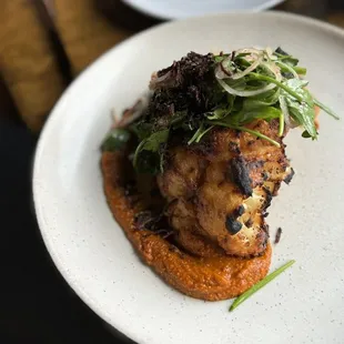 Wood oven cauliflower, romesco, herbs, citrus