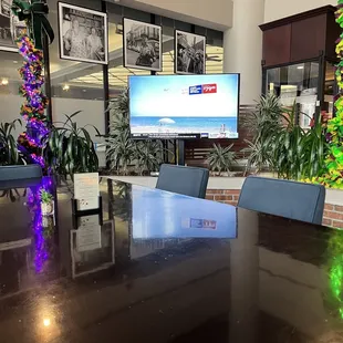 a television in the background