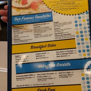Their breakfast menu. Lots to choose from.