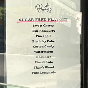Sugar free options