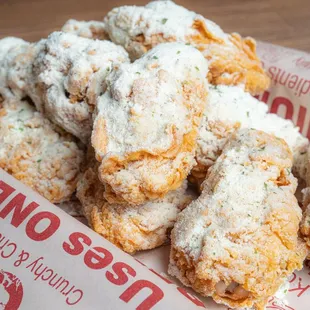 a pile of fried food