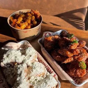 Cheese crispy chicken / Hot chili original chicken / Chicken gangjung