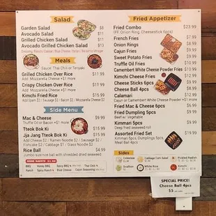 Menu as of October 17, 2022