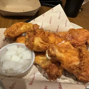 3 drumsticks and 4 wings with honey garlic