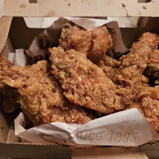 Fried ( CRUNCHy) chicken. Moist and juicy inisde.
