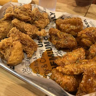 Crispy Banban Chicken. Half regular,  half Signature Sauce-  HUGE PORTION!