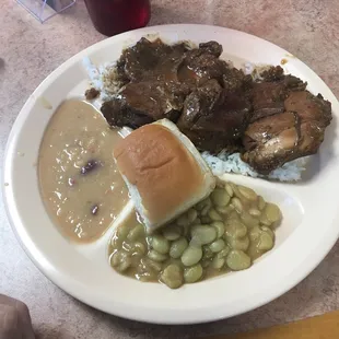 Smothered rabbit plate lunch