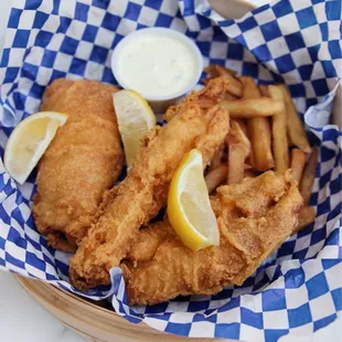 Medium fish &amp; chips (staged at home)