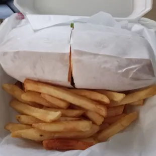 Fish sandwich with fries