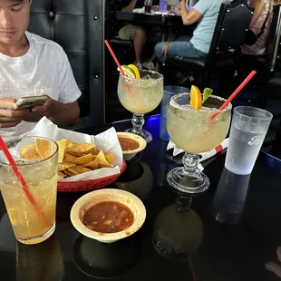 Cadillac margaritas and Long Island iced tea Great chips &amp; salsa
