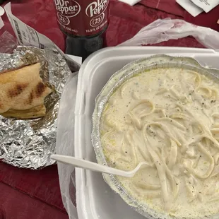 Lunch special 11. Fettuccine Alfredo with Garlic Bread  I couldn't eat this....very bland.