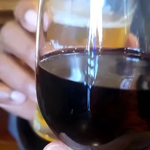 Enjoying our favorite adult beverages.