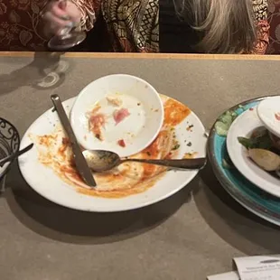 This is what we had throughout our meal - appetizer, bread, and entree dishes continued to accumulate and not be cleared during our meal.