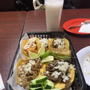 Chicharron, al pastor, carnitas, lengua, birria tacos
