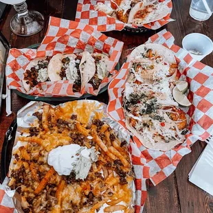 Carne Asade Carne Asada Fries. Pelon 's Famous Fish Tacos, Chorizo Tacos, Pelon 's Famous Fish Tacos